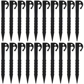 Resim 20 Adet Dayanıklı Spiral Çadır Kazıkları - 14.48cm Yüksek İndeksli Plastik Kancalı Çiviler Güvenli Açık Hava Kampı, Bahçe İşleri ve Daha Fazlası İçin - Siyah/Sarı 