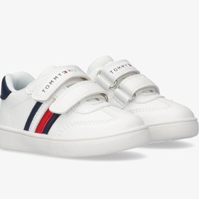 Resim Tommy Hilfiger Flag and Hook Loop Bebek Beyaz Spor Ayakkabı 