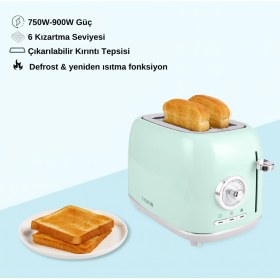 Resim Retro Mavi Iki Dilim Ekmek Kızartma Makinesi, Şık ve Pratik Tasarım 