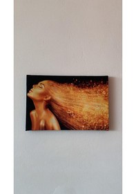 Resim Gold Saçlı Kadın Portre Natürel Tasarım Ahşap Çerçeve Ev İşyeri K 