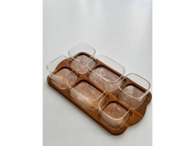 Resim SUELF CO 6'lı Akasya Kapaklı ve Standlı Kahvaltılık Seti 