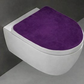 Resim Teksev Klozet Kapak Örtüsü, Ultrasoft Düz Mürdüm Renk, Banyo Klozet Örtüsü 