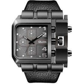 Resim Oulm Lüks Kuvars Saat Erkek Kare Kadran Deri Kayış Saatler Erkek Antika Kol Saati Çok Renkli Siyah 