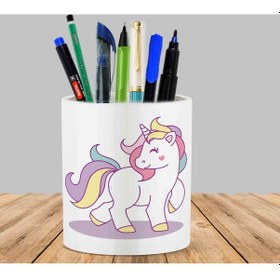 Resim Sevimli Unicorn Kaktüs Sukulent Saksı Kalemlik 