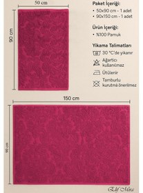 Resim Banyo & Yüz Havlusu Seti %100 Pamuk 90x150 + 50x90 Cm Amorivy Vişne 