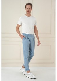 Resim Efor Comfort Fit Beli Tokalı Çift Pileli Havacı Mavi Jogger Pantolon P 1172 Mavi 