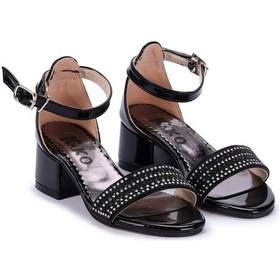 Resim Kiko Kids Kiko 761 Rugan Günlük Kız Çocuk 4 CM Topuk Sandalet Ayakkabı Siyah 