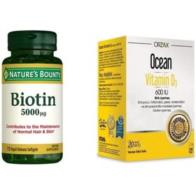 Resim Biotin 5000 Mcg 72 Kapsül + Ocean Vitamin D3 600 Iu Sprey 