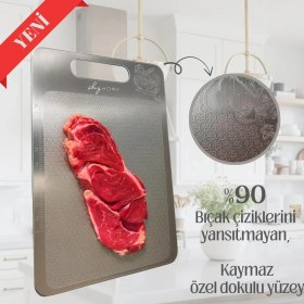 Resim Braventa Collection Shg Home Özel Tasarımlı 304 Paslanmaz Çelik Kesme Tahtası1,5 mm Kalınlık, 23 x 34 cm Yıkanabilir, Gı 