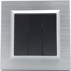 Resim Ovivo Quantum Gümüş Siyah Üçlü Anahtar Çerçeveli 