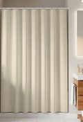 Resim Jackline Polyester Kumaş Krem Renk Banyo Perdesi Yerli Üretim Duş Perdesi Askı Aparatı Plastik C-halka Hediye 