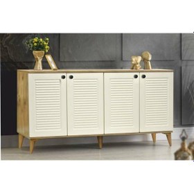 Resim 4 Kapılı Çam/krem Panjurlu Konsol Çam 