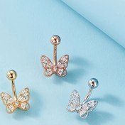 Resim 1 adet Kelebek Yuvası Piercing Takı, Kadınlar için Seksi Lüks Paslanmaz Çelik Vücut Piercing Takı, Sentetik Zirkonya Taşları ile, Parti ve Hediye Sebepleri için, Hayvan Temalı, Tüm Mevsim Giyim 