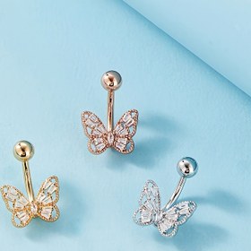 Resim 1 adet Kelebek Yuvası Piercing Takı, Kadınlar için Seksi Lüks Paslanmaz Çelik Vücut Piercing Takı, Sentetik Zirkonya Taşları ile, Parti ve Hediye Sebepleri için, Hayvan Temalı, Tüm Mevsim Giyim 