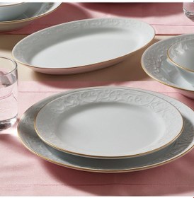 Resim Güral Porselen Bahar Dalı Pasta Tabağı 6 Parça 20 CM Beyaz - Gold 