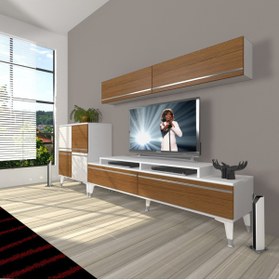 Resim Decoraktiv Ekoflex 6y Mdf Silver Tv Ünitesi Tv Sehpası - Beyaz - Ceviz 