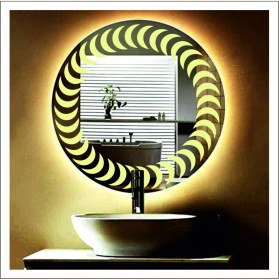 Resim Dnr-MirrorDnr-Mirror 70 cm Günışığı Ledli Tasarım Kumlamalı Banyo Aynası Makyaj Aynası Işıklı Ayna 