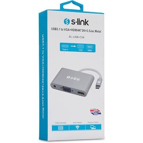 Resim S-Link Sl-Usb-C58 Usb3.1 Metal To Vga+Hdmı4K-2K+3. 