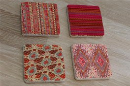 Resim Osmanlı Kumaş Desenleri Doğal Taş Bardak Altlığı 4'lü set - Natural Stone Coasters 