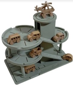 Resim Ahşap Üç Katlı Otopark Garaj Seti 