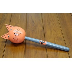 Resim Ahşap Kedili Marakas Tekli Polos:28 Çok Renkli 