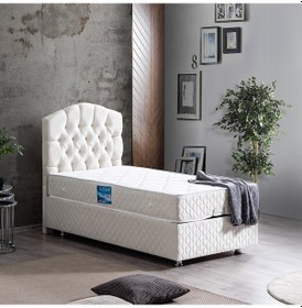 Resim Setaymobilya Baza, Zümrüt Krem Tek Kişilik Baza + Başlık + Orthosoft Yatak 