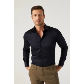 Resim D'S Damat Ds Damat Slim Fit Lacivert Düz Gömlek 4HE02DY05006M 