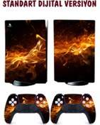 Resim KT Decor Sarı Alevler Playstation 5 Full Sticker Kaplama Seti 