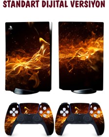 Resim KT Decor Sarı Alevler Playstation 5 Full Sticker Kaplama Seti 