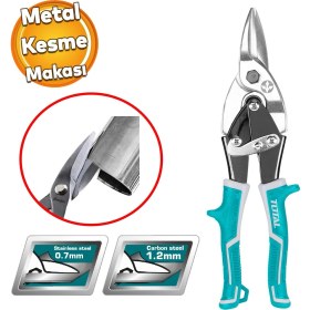 Resim Badem10 Tenekeci Metal Alüminyum Ince Metal Sac Kesme Makası Izole Saplı Karton Deri Bakır Kesim 25 cm 