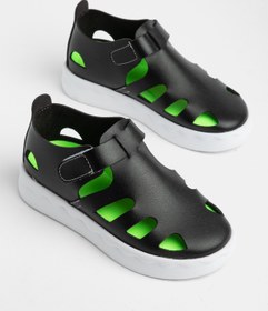 Resim Tonny Black Çocuk Unisex Siyah Hafif Tabanlı Rahat Cırtlı Sandalet 