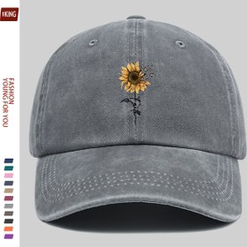 Resim Kadınlar için şık güneşe çiçeği desenli beyzbol şapkası - Rahat, nefes alabilir, hafif, ayarlanabilir boyut, polyester, elde yıkanabilir veya kuru temizlenebilir, plaj, kamp, randevu, balıkçılık, açık hava etkinlikleri için mükemmel, anneler günü için ideal hediye, plaj aksesuarları | Güneşe çiçeği desenli | Hafif şapka 