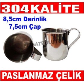 Resim Paslanmaz Çelik Kulplu Bardak Su Bardağı 304 Kalite 