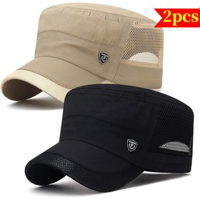 Resim 2 adet Erkekler için Hızlı Kuruyan Güneş Korumalı Şapkalar - Solunabilir Mesh, Hafif, Ayarlanabilir Fermuar Kapatma, Outdoor Aktiviteleri için İdeal, Outdoor Koruma Ekipmanı | Şık Başlık | Hafif Şapka 