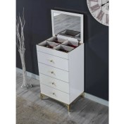 Resim Sare Home Arya Modern Şifonyer 4 Çekmeceli 60x106 cm Beyaz Aksesuar Bölmeli Tasarım 