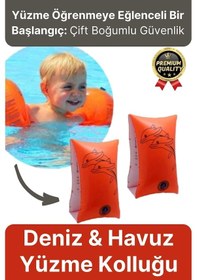 Resim Başlangıç Seviye Çift Boğumlu Baskılı 3-6 Yaş Çocuk Deniz Havuz Yüzme Öğrenme Şişme Kolluğu Turuncu 