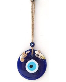 Resim Deniz Kabuklu Hasır Ipli Nazar Boncuğu Duvar Dekoru Nazarlık 