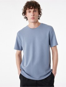 Resim Koton Regular Fit Kısa Kollu Viskon Karışımlı Bisiklet Yaka Basic Spor Tişört Gri 6sam10041nk Gri 