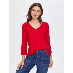 Resim Faik Sönmez V Yaka Truvakar Kol Kadın T-shirt 69025 (U69025) 