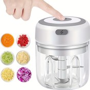 Resim Taşınabilir Elektrikli Sarımsak Doğrayıcı, 250ML Mini Sebze Doğrayıcı, Paslanmaz Çelik ve Plastik, USB Şarj Edilebilir Gıda İşlemcisi, 1000rpm, Zencefil, Biber, Meyve, Et İçin - Lityum Pil Güçlü 