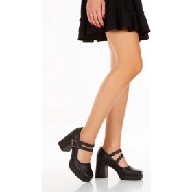 Resim Kadın Balerin Tarz Platform Topuklu Küt Burunlu Ayakkabı Mimyshoesf 