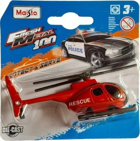 Resim Maısto Fresh Metal Helikopter Yangın Kurtarma 1:64 Ölçekli 3 İnç Oyuncak Araba 
