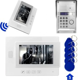 Resim Motto Ticaret Powermaster 773TP 1 Daire 7'' Nfc - Parmak Izi Girişli Görüntülü Diafon Kapı Zili Interkom Ak 