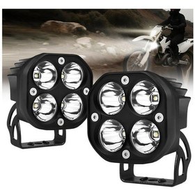 Resim Motion003 4 İnç Beyaz Led Motosiklet Işıkları 3000 Lümen Toz Geçirmez Kutu V2 2 Adet 