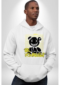 Resim Kendin Ol Kadın Erkek Beyaz Kapüşonlu Sweatshirt Hoodie Beyaz 