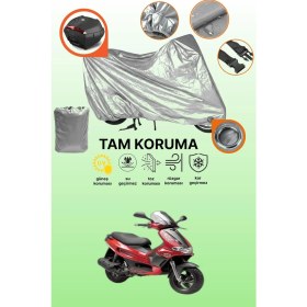 Resim Dokaca Gri Kilit ve Arka Çanta Uyumlu Gilera Runner 180 Uyumlu Motosiklet Brandası, Koruma Örtüsü 