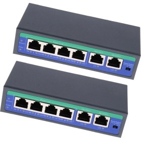 Resim Flameer 2 Adet 6-Port Hızlı Ethernet Anahtarı 100 Mbps 4port & 2 Uplink Poe Ağ Anahtarı (Yurt Dışından) 