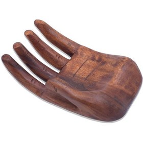 Resim Ahşap Peçetelik El Şeklinde Tik Ağacı El Yapımı Tek Parça 