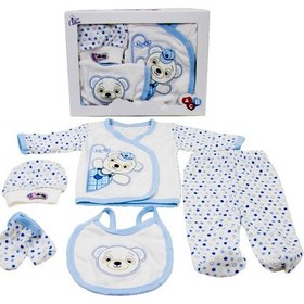 Resim 5 Parça Hastane Çıkışı Erkek Bebek Giyim Mavi Panda Mavi 