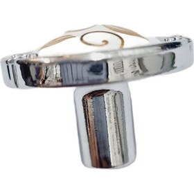 Resim Porselen Düğme Kulp Metal Krom Beyaz Desenli / 5 Adet Gümüş 